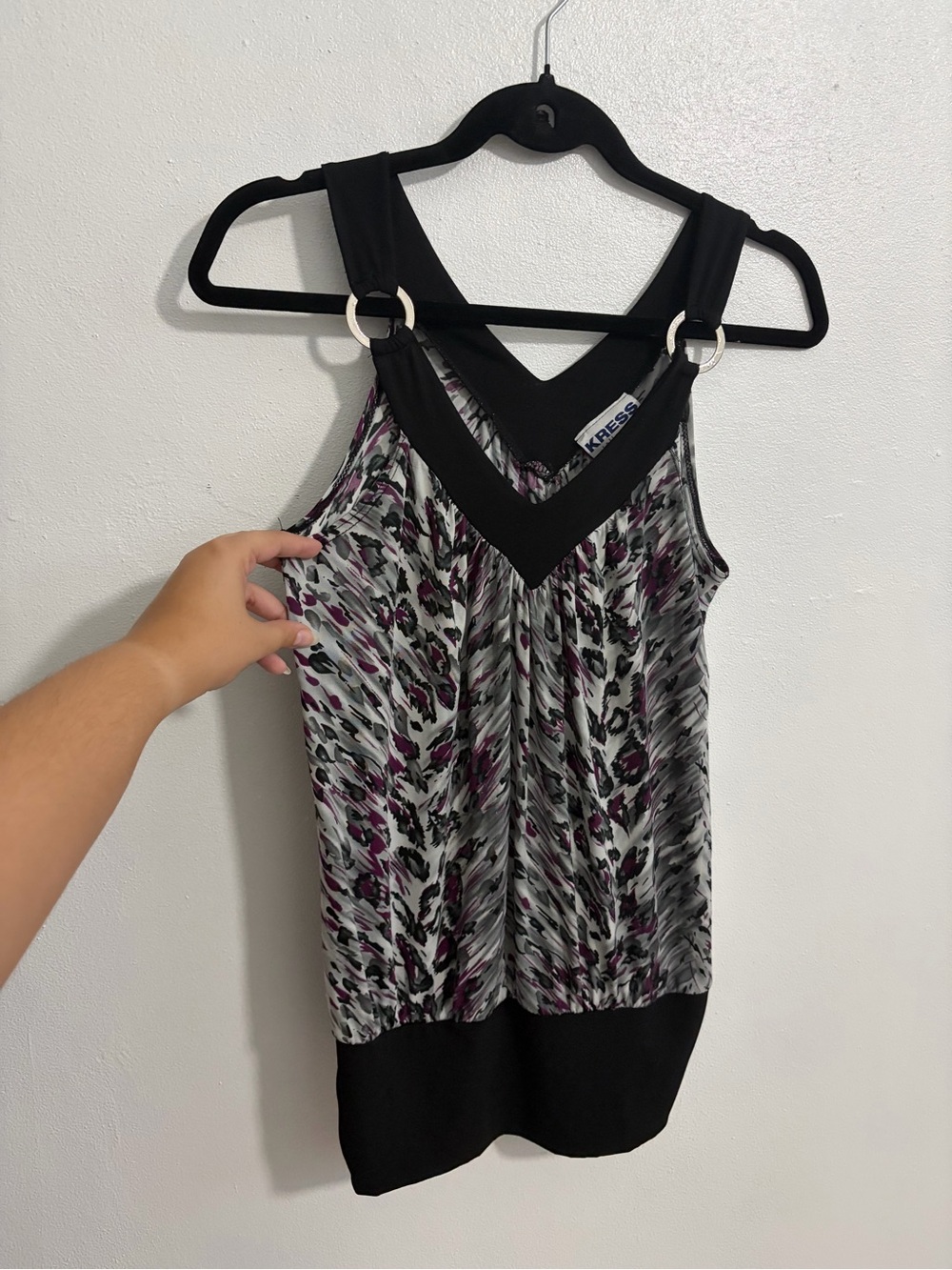 Black & Purple Animal-Print Ring-Detail Tank